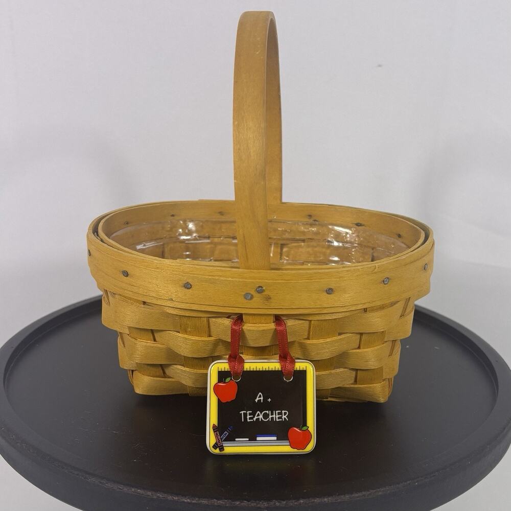 Longaberger 1999 Basket with Plastic Protector & A+ Teacher Plaque C2